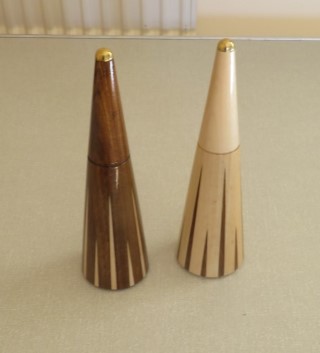 This pair of pepper and salt grinders won a turning of the month for Howard Overton